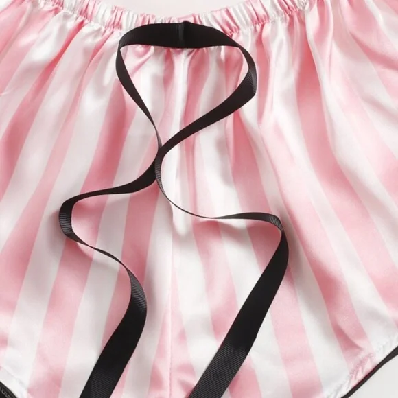 Pink Stripes Satin Feel Pajama Lounge Set - Picture 3 of 6